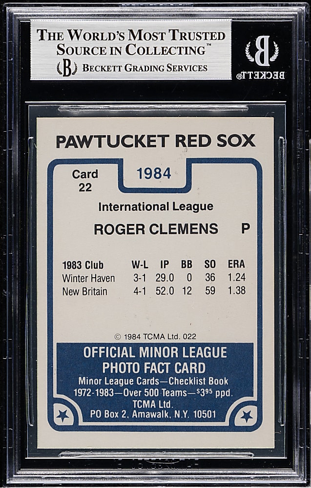 Signed 1984 TCMA Pawtucket Red Sox #22 Roger Clemens Pre-Rookie - Beckett