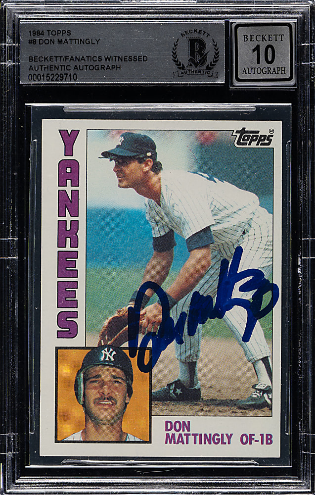 Signed 1984 Topps #8 Don Mattingly Rookie Beckett GEM MINT 10