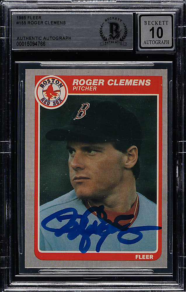 Signed 1985 Fleer #155 Roger Clemens Rookie Beckett GEM MINT 10