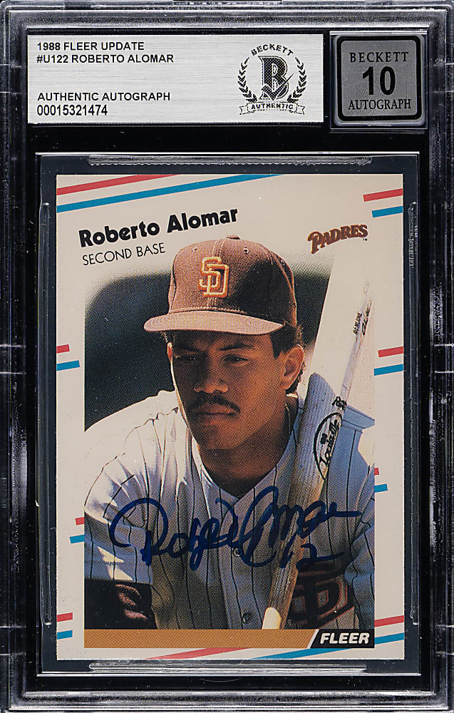 Signed 1988 Fleer Update #U122 Roberto Alomar Rookie Beckett GEM MINT 10