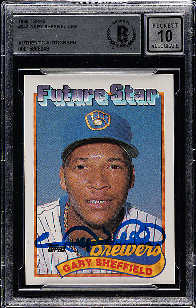 Signed 1989 Topps #343 Gary Sheffield Rookie Beckett GEM MINT 10