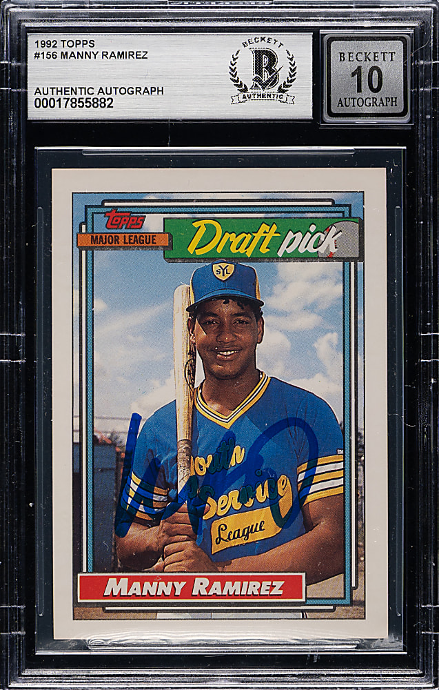Signed 1992 Topps #156 Manny Ramirez Rookie Beckett GEM MINT 10