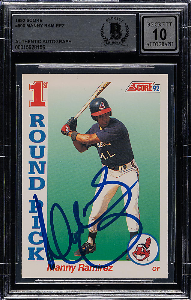 Signed 1992 Score #800 Manny Ramirez Rookie Beckett GEM MINT 10