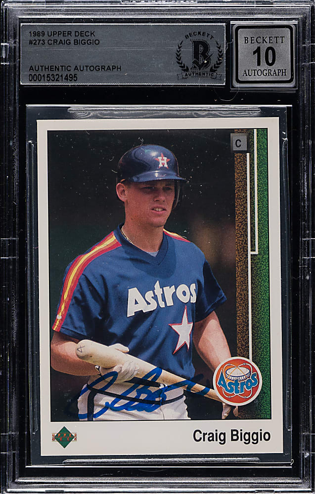 Signed 1989 Upper Deck #273 Craig Biggio Rookie Beckett GEM MINT 10