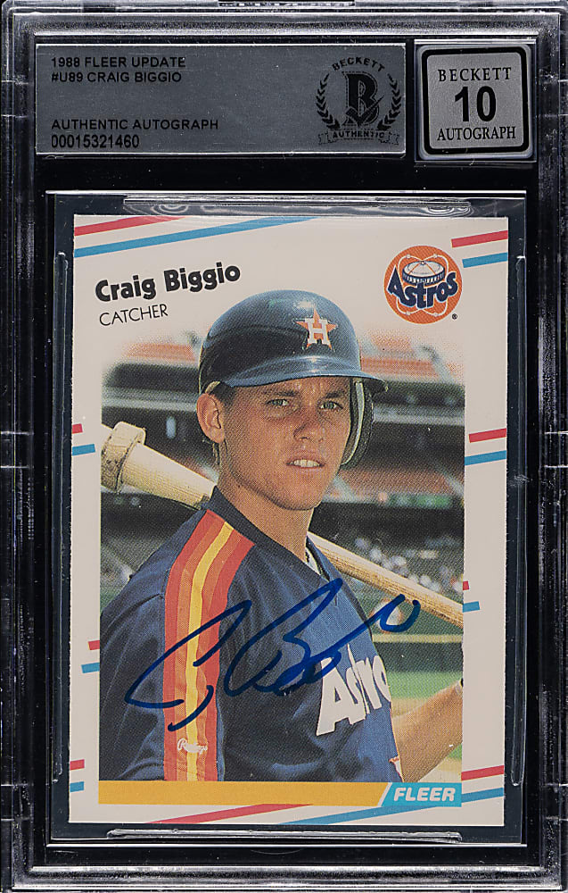 Signed 1988 Fleer Update #U89 Craig Biggio Rookie Beckett GEM MINT 10
