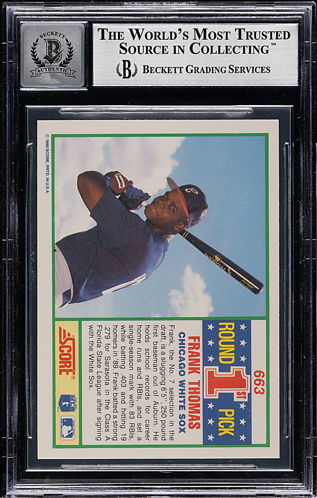Signed 1990 Score #663 Frank Thomas Rookie Beckett GEM MINT 10