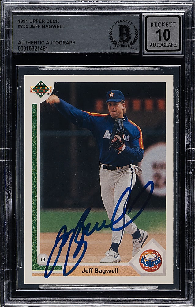 Signed 1991 Upper Deck #755 Jeff Bagwell Rookie Beckett GEM MINT 10