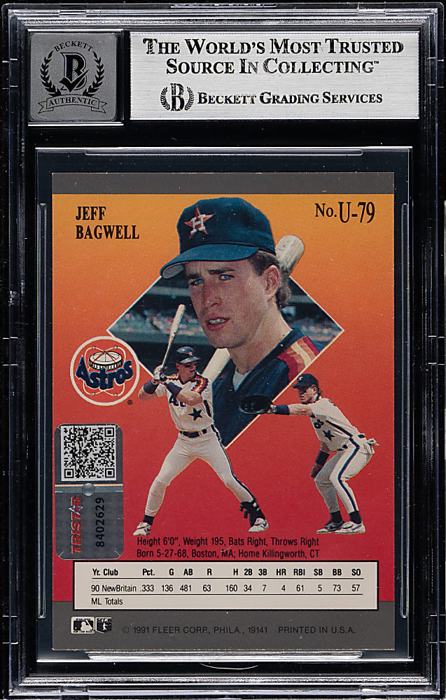 Signed 1991 Ultra Update #U79 Jeff Bagwell Rookie Beckett GEM MINT 10