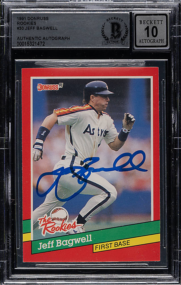 Signed 1991 Donruss Rookies #30 Jeff Bagwell Rookie Beckett GEM MINT 10