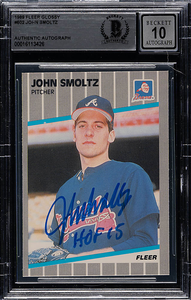 Signed 1989 Fleer Glossy #602 John Smoltz Rookie Beckett GEM MINT 10