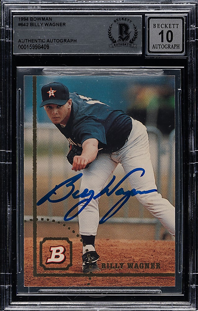 Signed 1994 Bowman #642 Billy Wagner Rookie Beckett GEM MINT 10