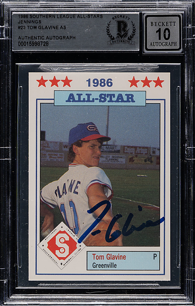 Signed 1986 Southern League All-Stars #23 Tom Glavine Pre-Rookie Beckett GEM MINT 10