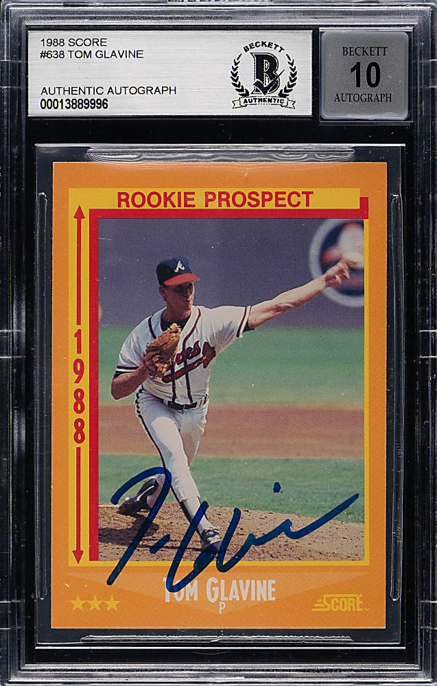 Signed 1988 Score #638 Tom Glavine Rookie Beckett GEM MINT 10