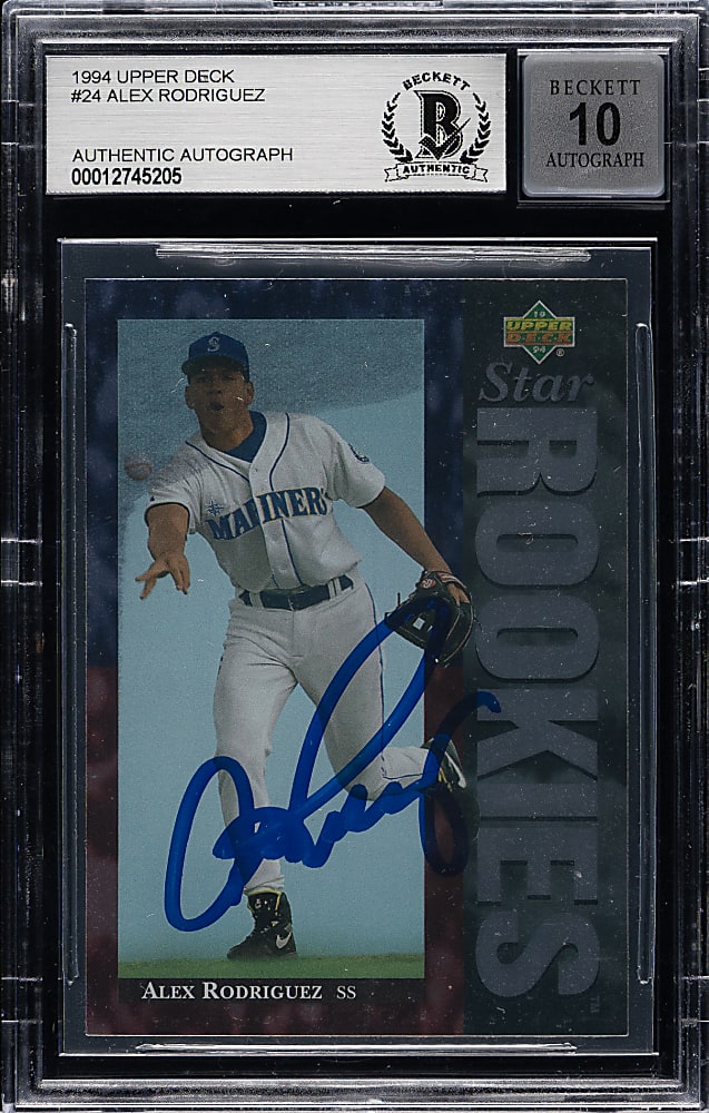 Signed 1994 Upper Deck #24 Alex Rodriguez Rookie Beckett GEM MINT 10