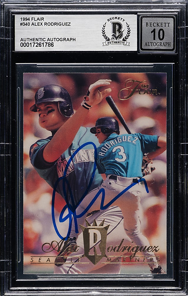 Signed 1994 Flair #340 Alex Rodriguez Rookie Beckett GEM MINT 10