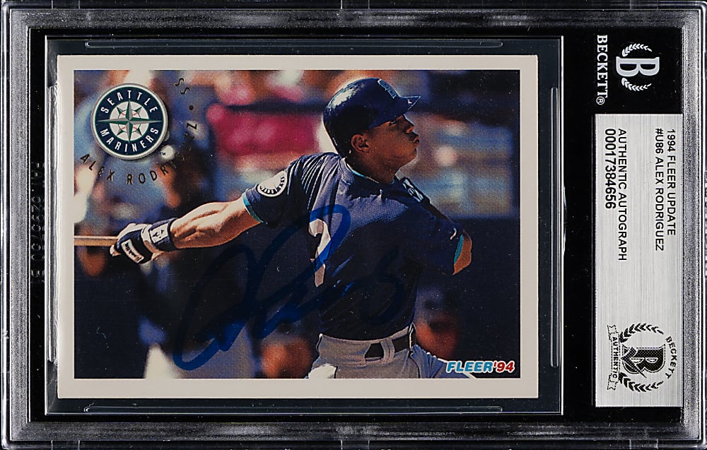 Signed 1994 Fleer Update #U86 Alex Rodriguez Rookie - Beckett