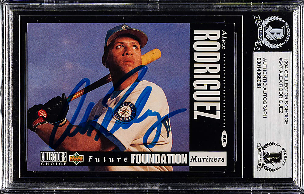 Signed 1994 Collector's Choice #647 Alex Rodriguez Rookie - Beckett