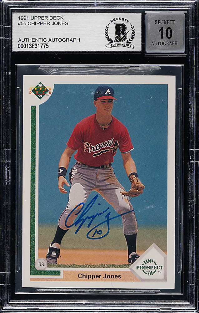 Signed 1991 Upper Deck #55 Chipper Jones Rookie Beckett GEM MINT 10