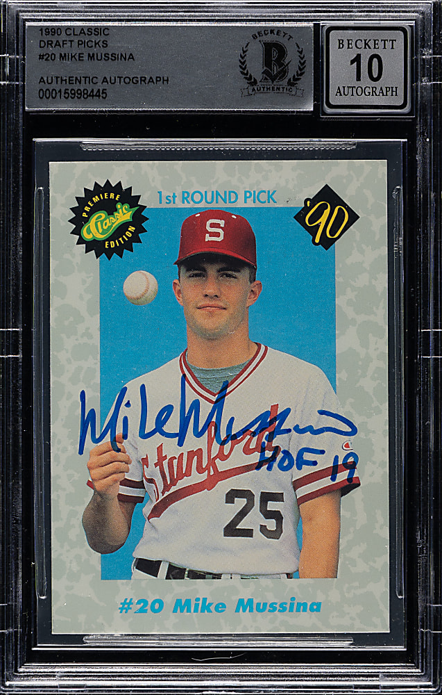 Signed 1990 Classic Draft Picks #20 Mike Mussina Rookie Beckett GEM MINT 10