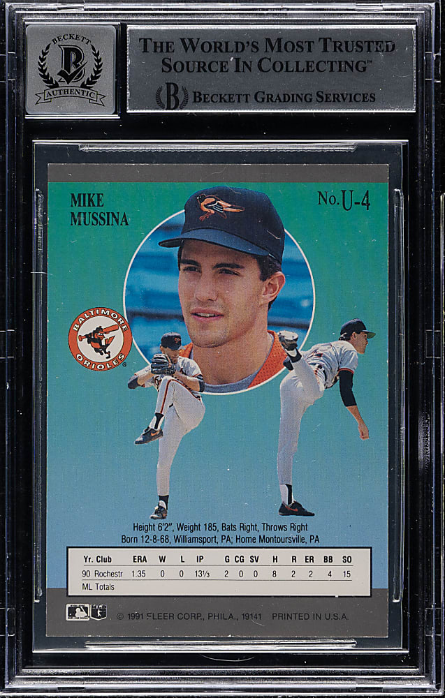 Signed 1991 Ultra Update #U4 Mike Mussina Rookie Beckett GEM MINT 10