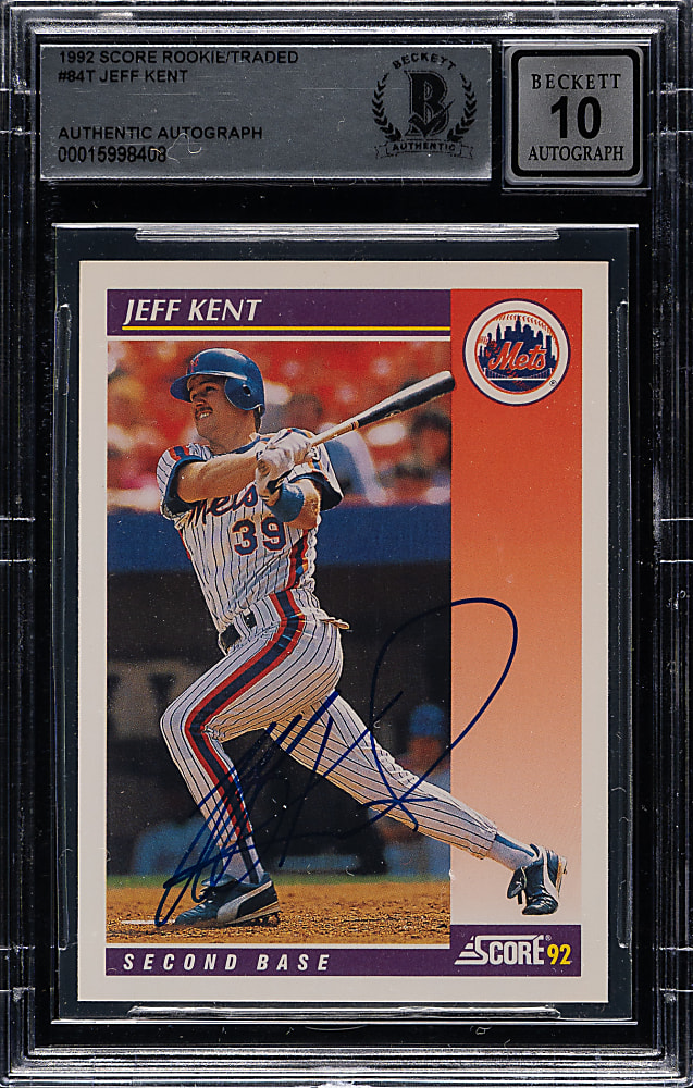Signed 1992 Score Traded #84T Jeff Kent Rookie Beckett GEM MINT 10