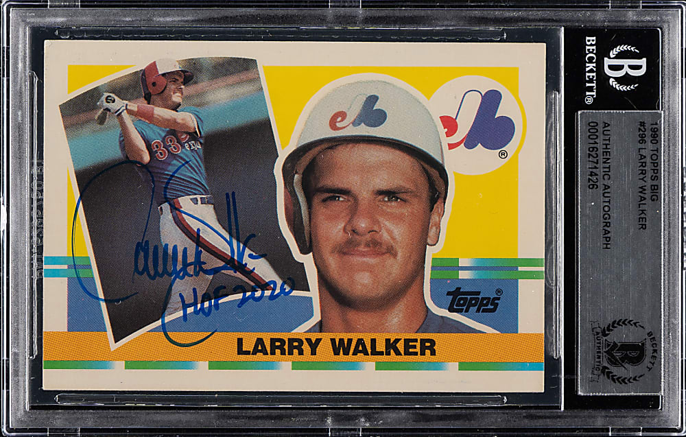 Signed 1990 Topps Big #296 Larry Walker Rookie Beckett GEM MINT 10