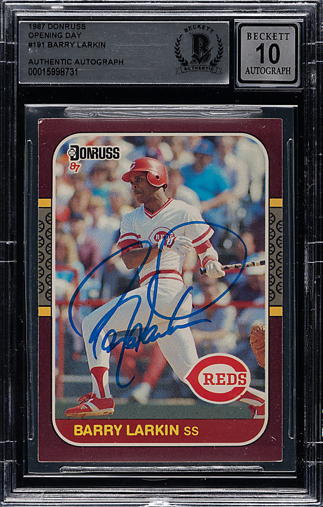 Signed 1987 Donruss Opening Day #191 Barry Larkin Rookie Beckett GEM MINT 10