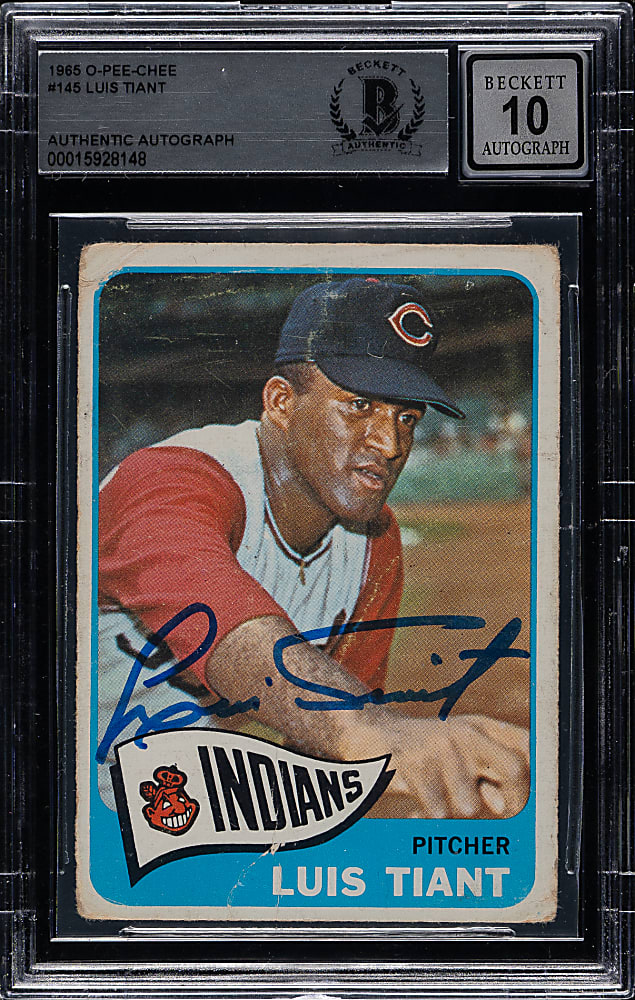 Signed 1965 O-Pee-Chee #145 Luis Tiant Rookie Beckett GEM MINT 10