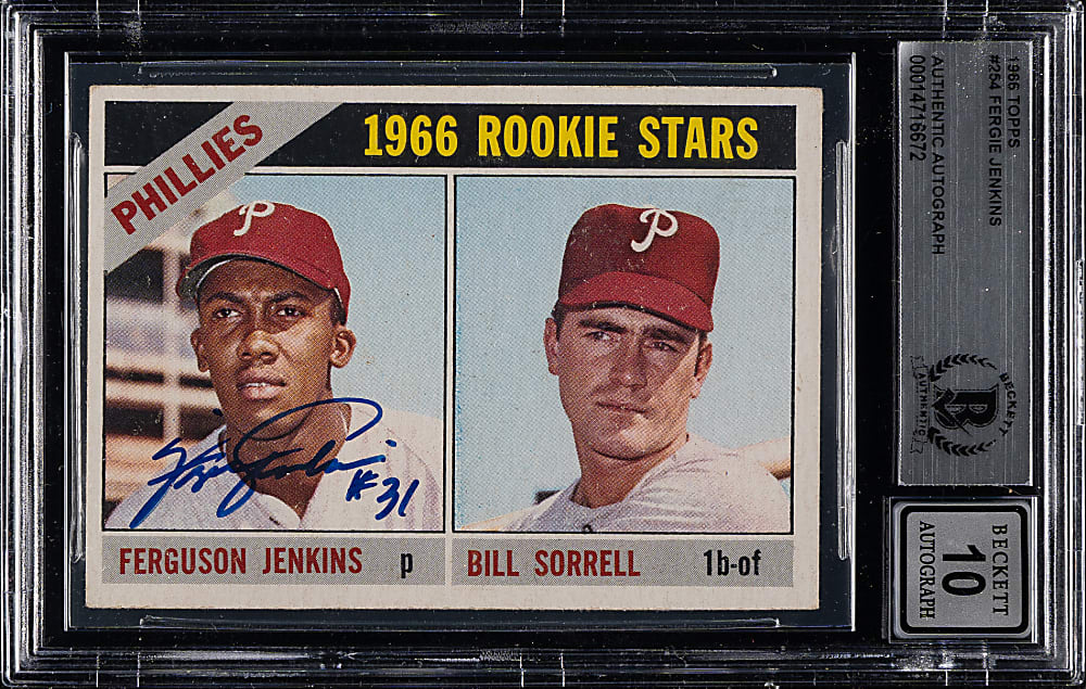 Signed 1966 Topps #254 Fergie Jenkins Rookie Beckett GEM MINT 10