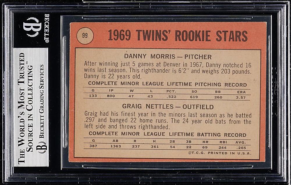 Signed 1969 Topps #99 Graig Nettles and Danny Morris Rookie - Beckett - Signed by Both Players!
