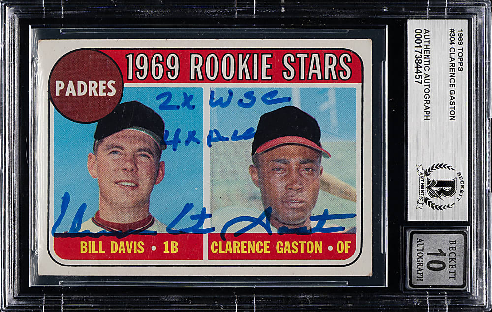 Signed 1969 Topps #304 Padres Rookie Stars with Clarence Gaston Beckett GEM MINT 10