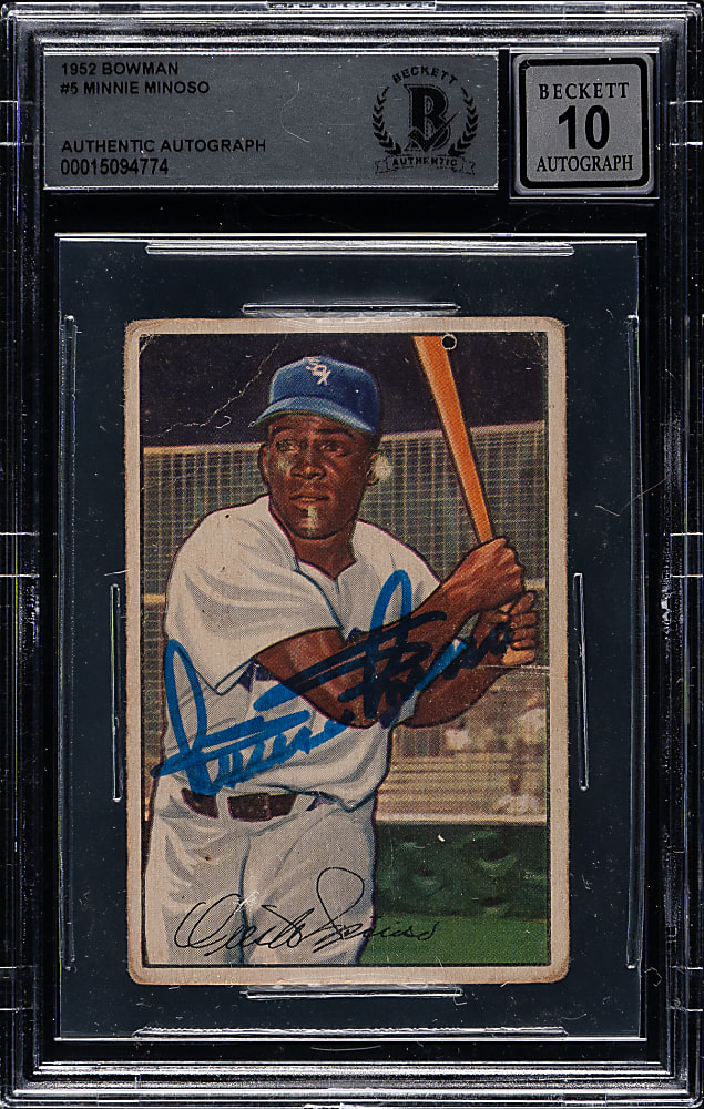 Signed 1952 Bowman #5 Orestes Minoso Rookie Beckett GEM MINT 10