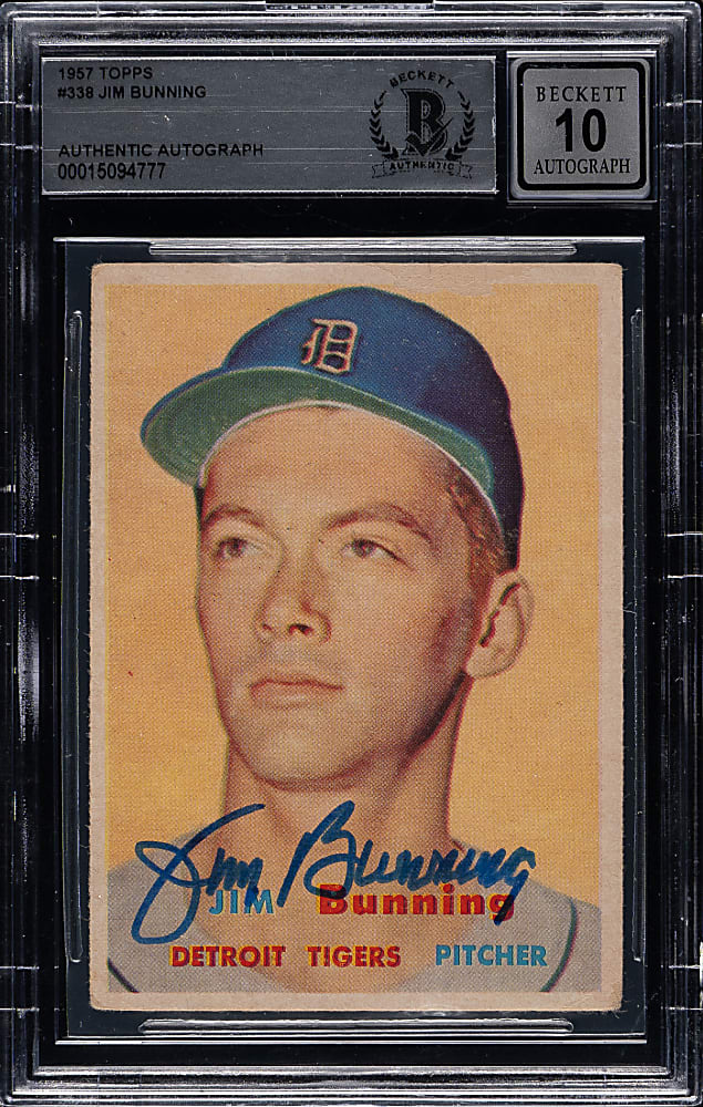 Signed 1957 Topps #338 Jim Bunning Rookie Beckett GEM MINT 10