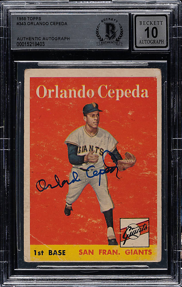 Signed 1958 Topps #343 Orlando Cepeda Rookie Beckett GEM MINT 10