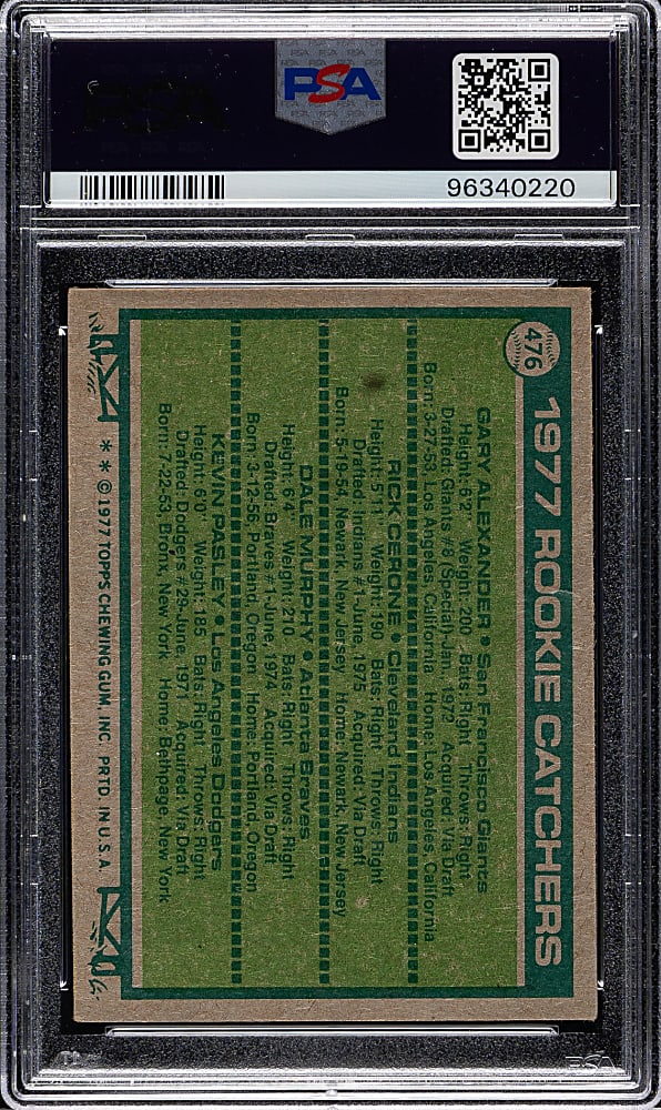 Signed 1977 Topps #476 Dale Murphy Rookie PSA/DNA GEM MINT 10