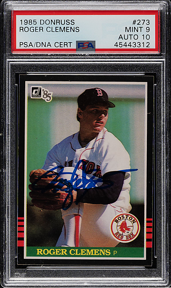Signed 1985 Donruss #273 Roger Clemens Rookie PSA MINT 9 with GEM MINT 10 Signature