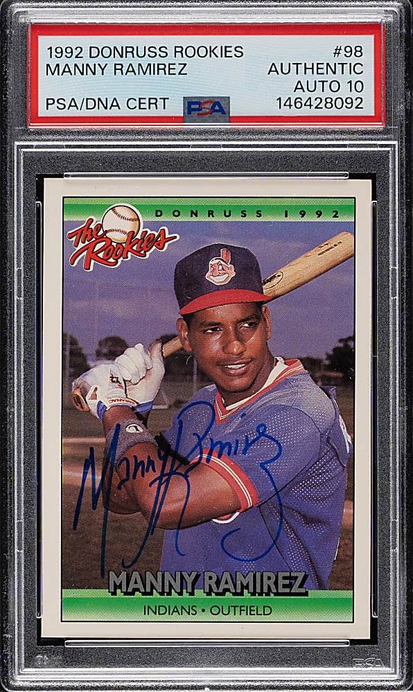 Signed 1992 Donruss Rookies #98 Manny Ramirez Rookie PSA/DNA GEM MINT 10