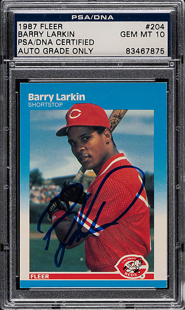 Signed 1987 Fleer #204 Barry Larkin Rookie PSA/DNA GEM MINT 10