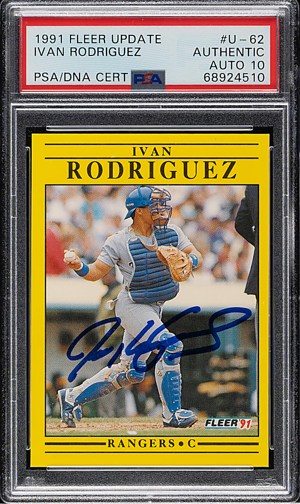 Signed 1991 Fleer Update #U-62 Ivan Rodriguez Rookie PSA/DNA GEM MINT 10