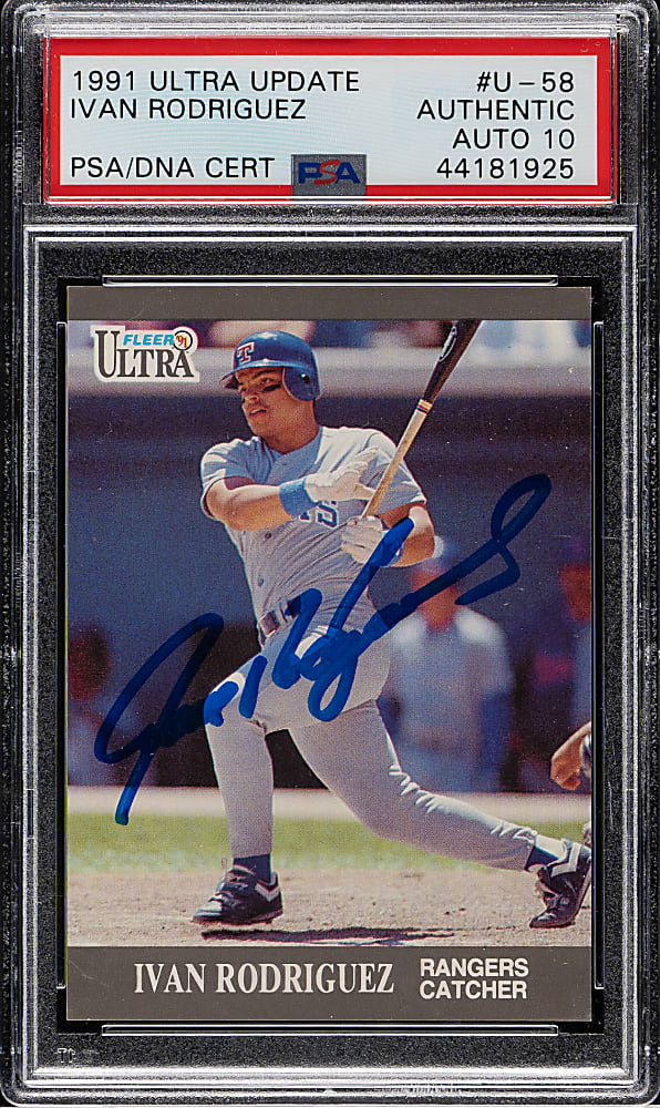 Signed 1991 Ultra Update #U-58 Ivan Rodriguez Rookie PSA/DNA GEM MINT 10