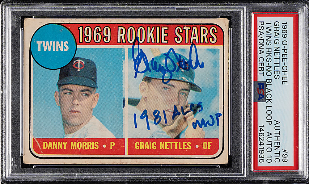 Signed 1969 O-Pee-Chee #99 Graig Nettles Rookie No Black Loop PSA/DNA GEM MINT 10 - "1981 ALCS MVP" Inscription