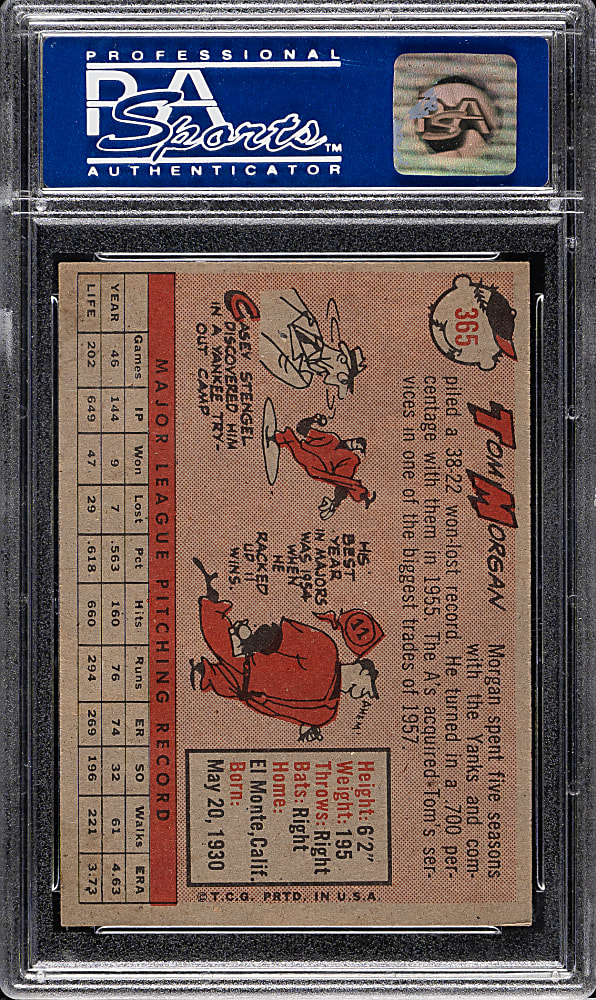 1958 Topps #365 Tom Morgan PSA NM-MT 8