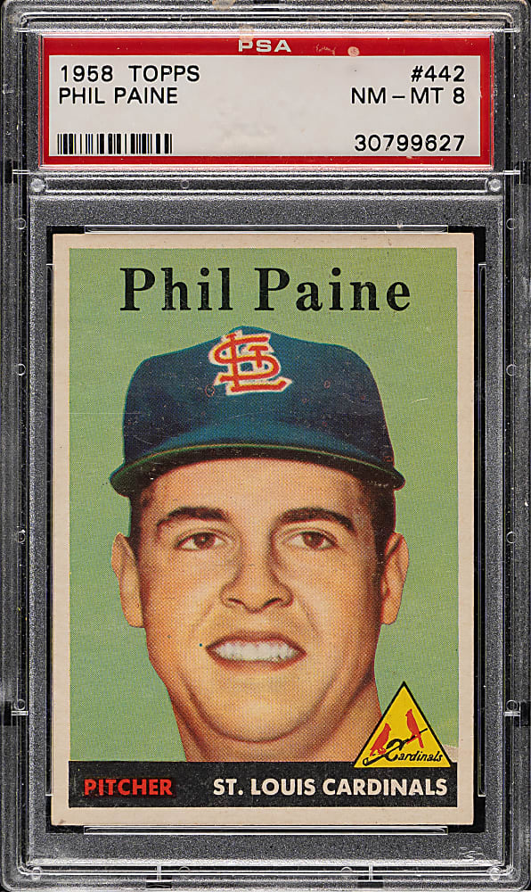 1958 Topps #442 Phil Paine PSA NM-MT 8