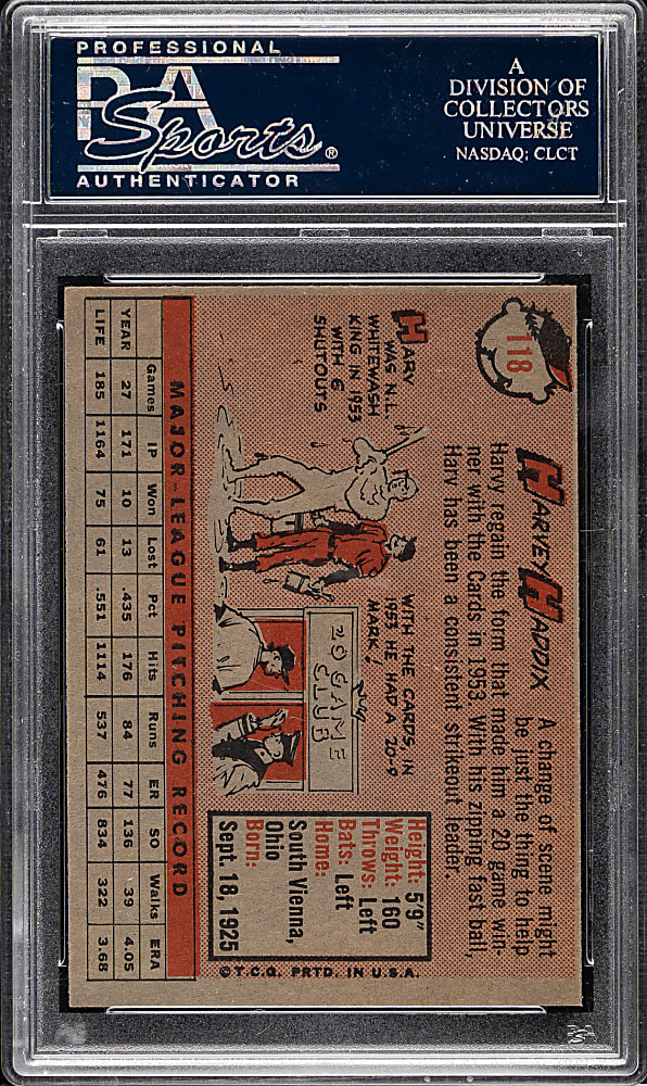 1958 Topps #118 Harvey Haddix PSA NM-MT 8