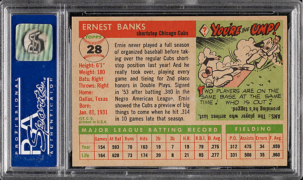 1955 Topps #28 Ernie Banks PSA NM 7
