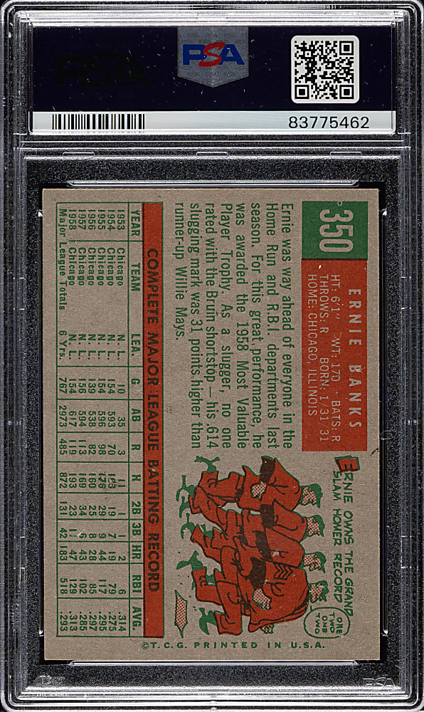 1959 Topps #350 Ernie Banks PSA EX 5