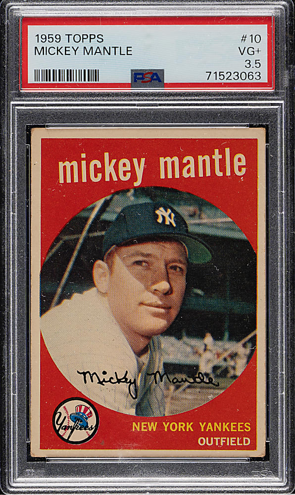 1959 Topps #10 Mickey Mantle PSA VG+ 3.5
