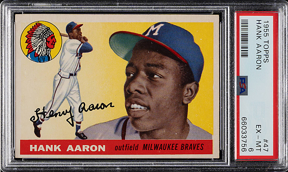 1955 Topps #47 Hank Aaron PSA EX-MT 6