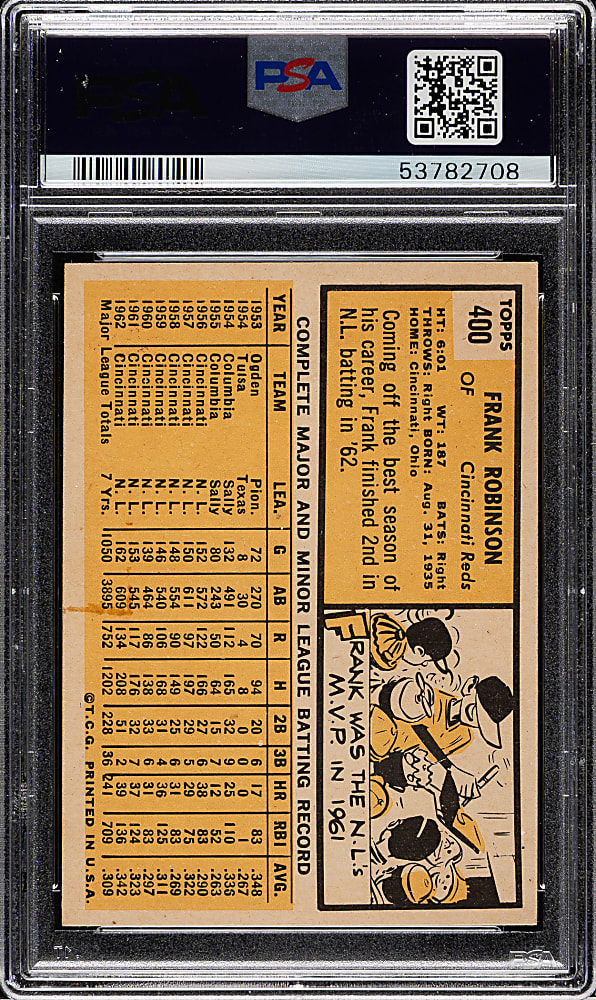 1963 Topps #400 Frank Robinson PSA EX-MT 6