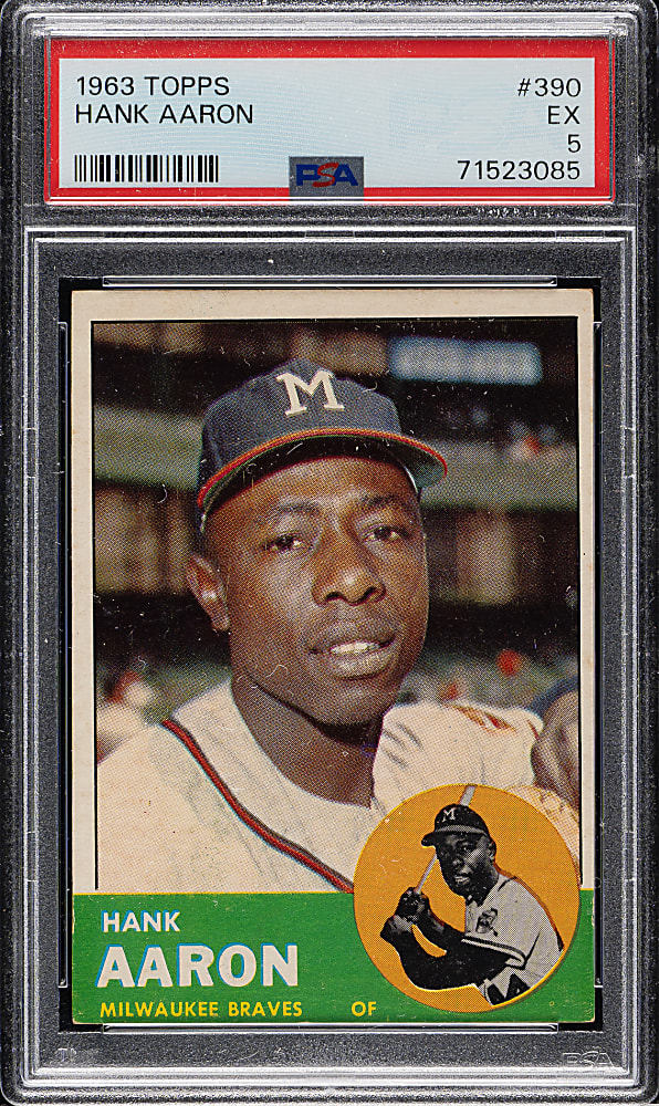 1963 Topps #390 Hank Aaron PSA EX 5